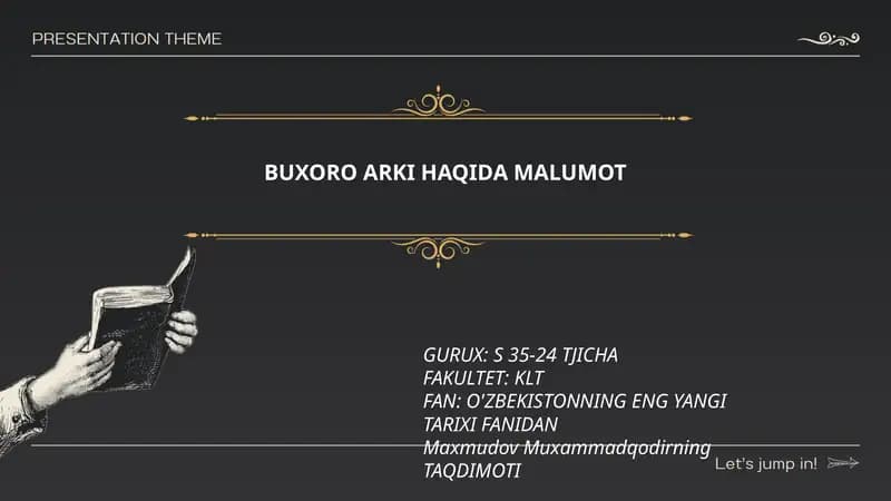 BUXORO ARKI HAQIDA MALUMOT