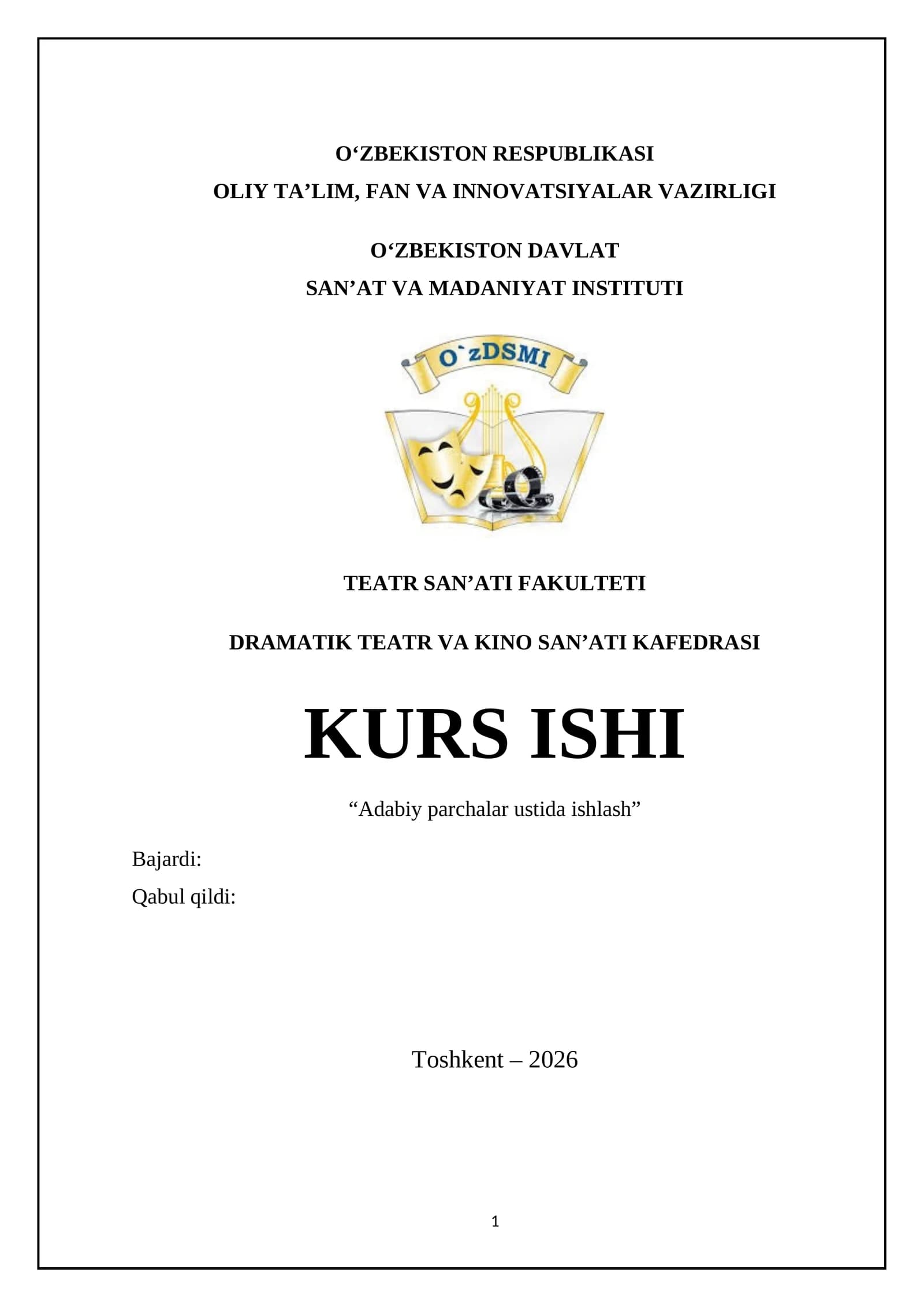 Adabiy parchalar ustida ishlash