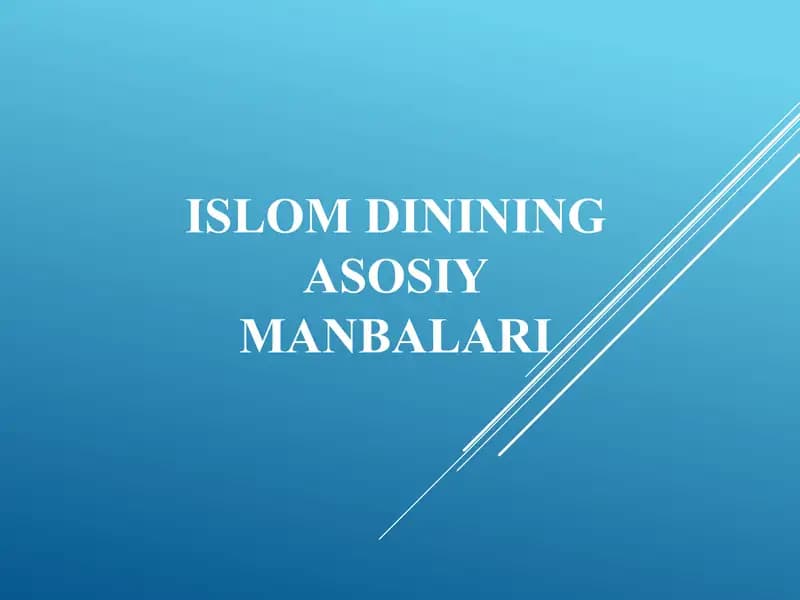 Islomning asosiy manbalari