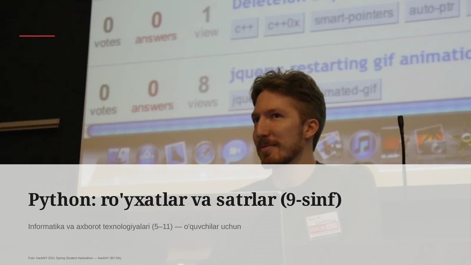 Python: ro'yxatlar va satrlar (9-sinf)