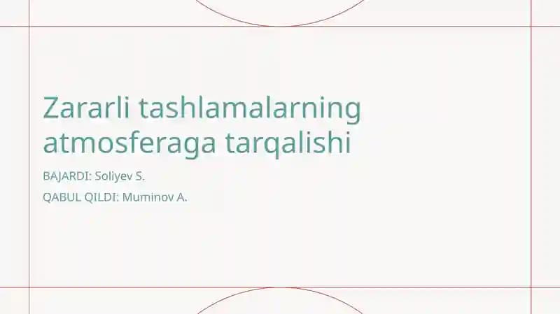 Zararli tashlamalarning atmosferaga tarqalishi
