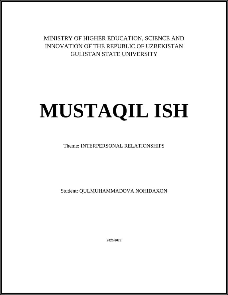 Communication Skills in Relationships (MUSTAQIL ISH)