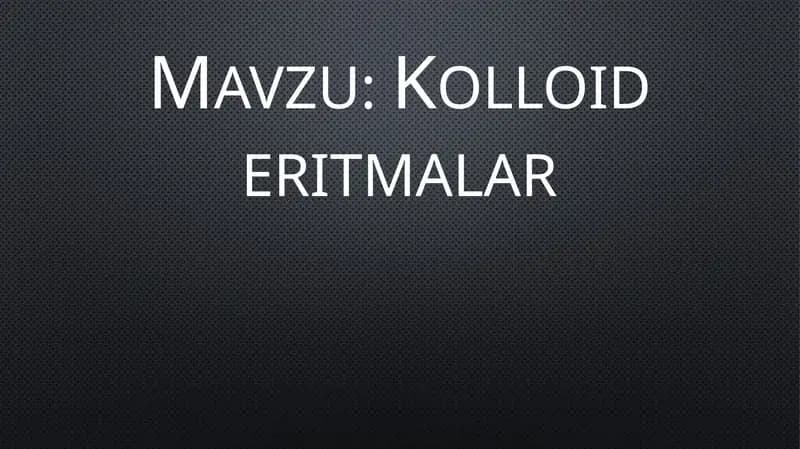 Kolloid eritmalar