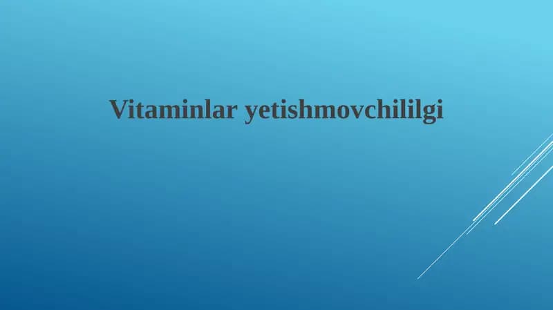 Vitamin Yetishmovchiligi