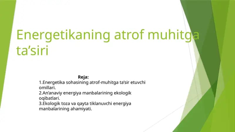 Energetikaning atrof-muhit gata’siri