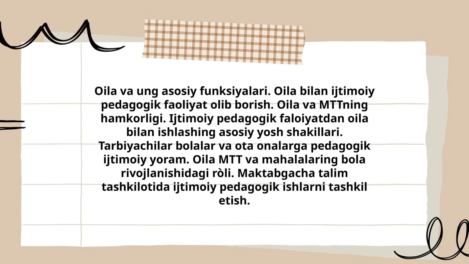 Oila va ung asosiy funksiyalari