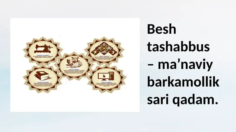 Besh tashabbus – ma’naviy barkamollik sari qadam.