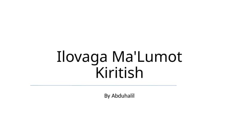 Ilovaga Ma'Lumot Kiritish
