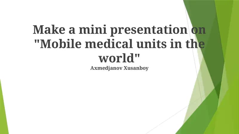 Mobile Medical Units in the World