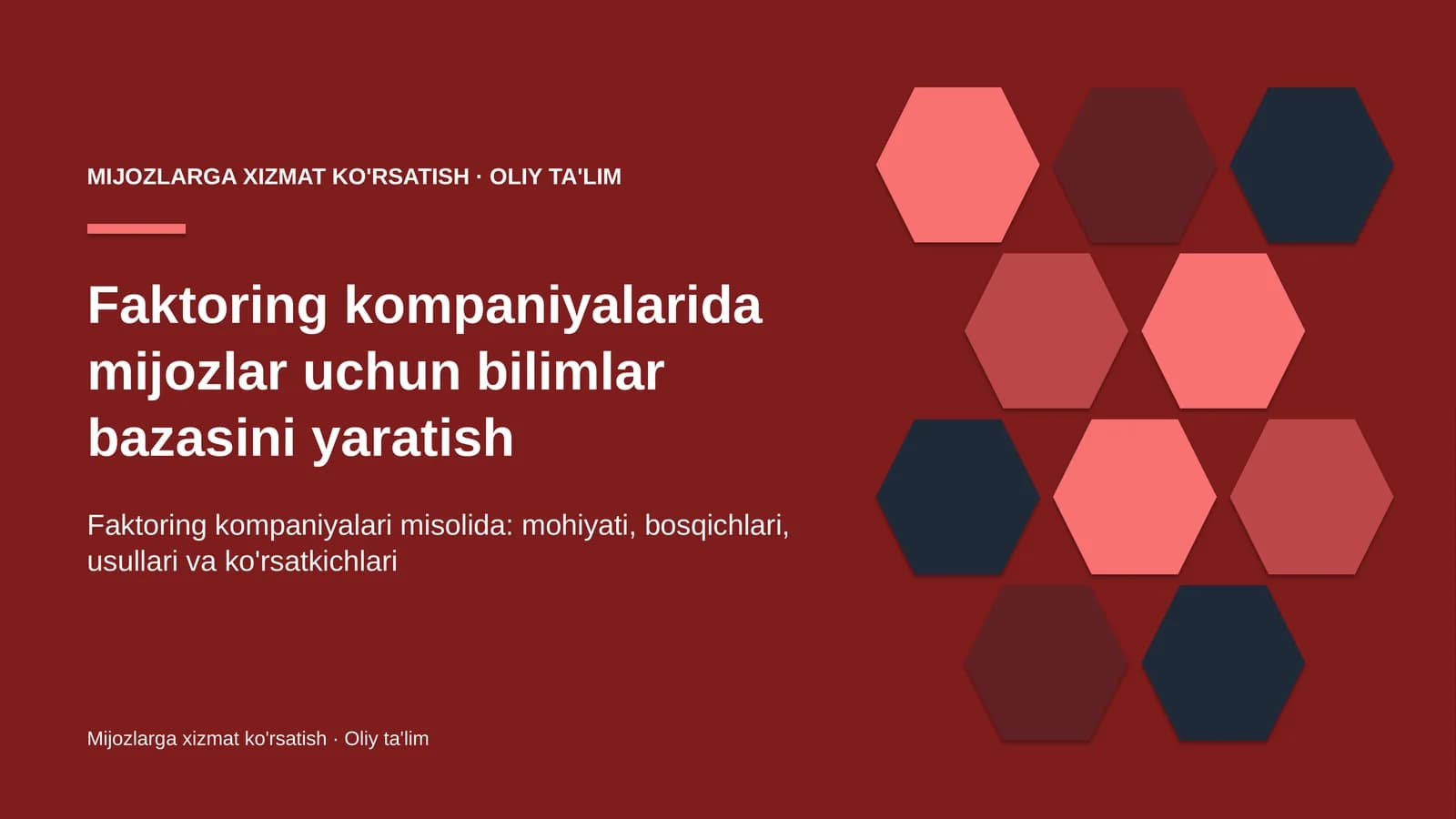 Faktoring kompaniyalarida mijozlar uchun bilimlar bazasini yaratish