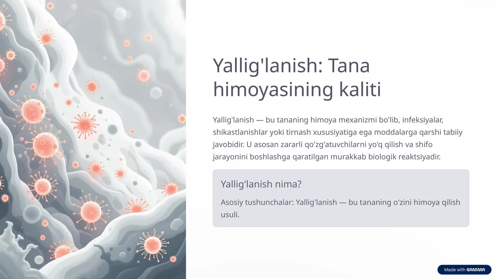 Yallig'lanish: Tana himoyasining kaliti