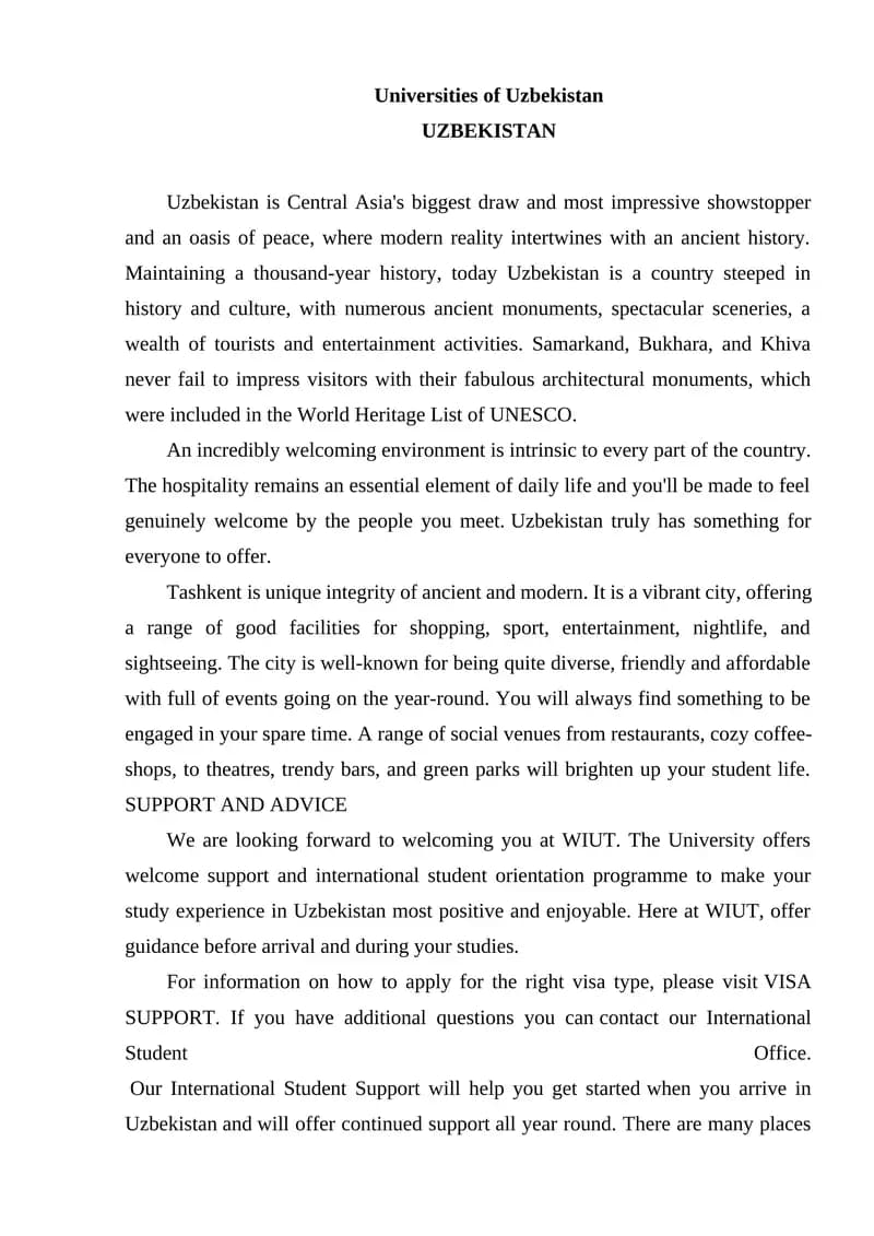 Universities of Uzbekistan