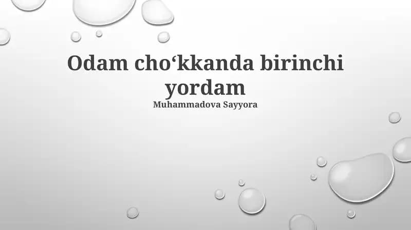 Odam choʻkkanda birinchi yordam