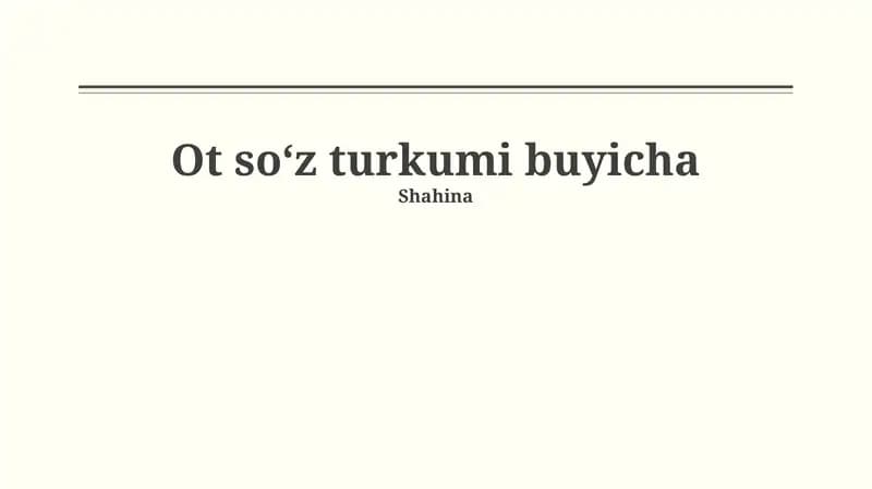 Ot soʻz turkumi buyicha
