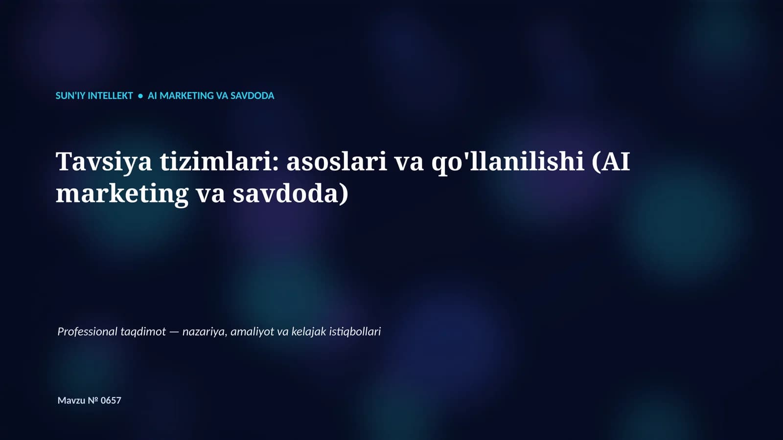 SUN'IY INTELLEKT - AI MARKETING VA SAVDODA