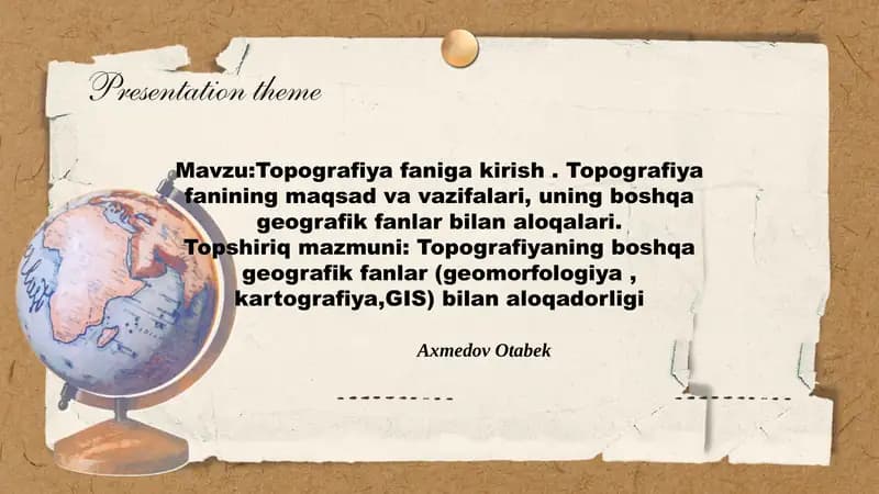 Topografiya faniga kirish