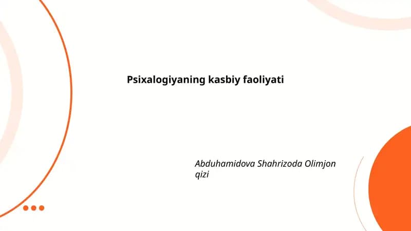 Psixalogiyaning kasbiy faoliyati