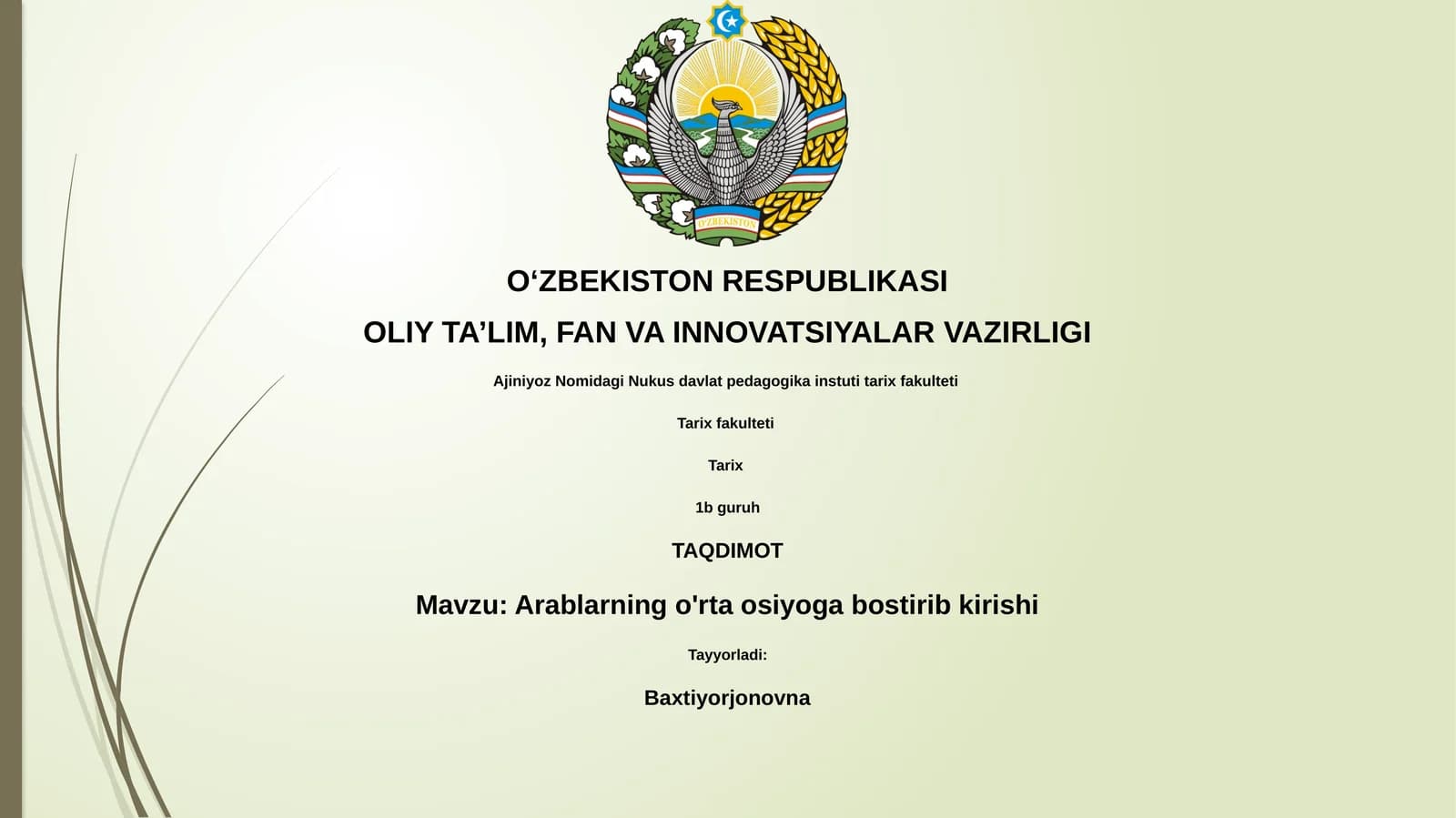 Arablarning o'rta osiyoga bostirib kirishi