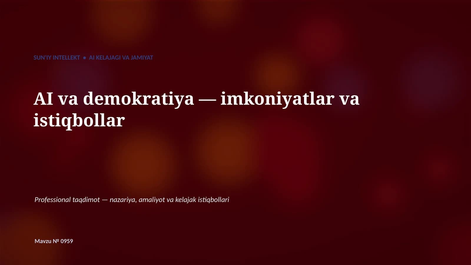 AI va demokratiya — imkoniyatlar va istiqbollar