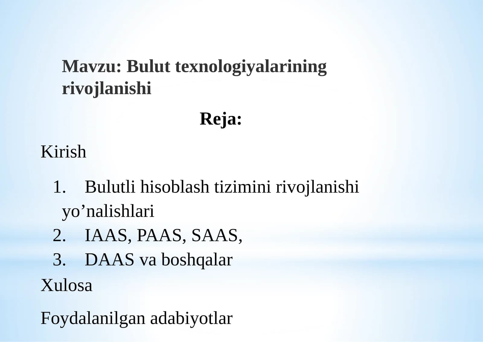 Bulut texnologiyalarining rivojlanishi