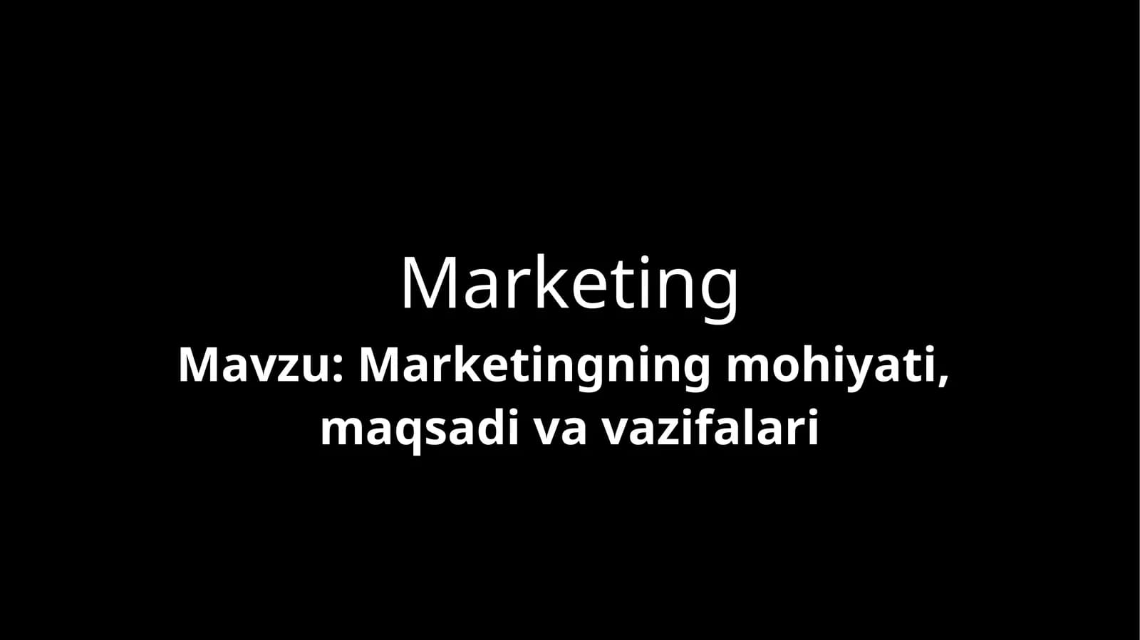 Marketingning mohiyati