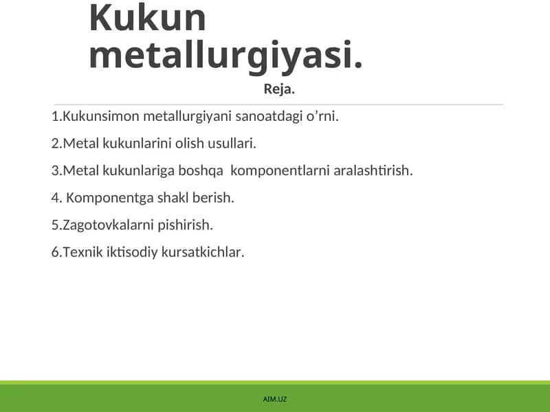 Kukun mеtаllurgiyasi