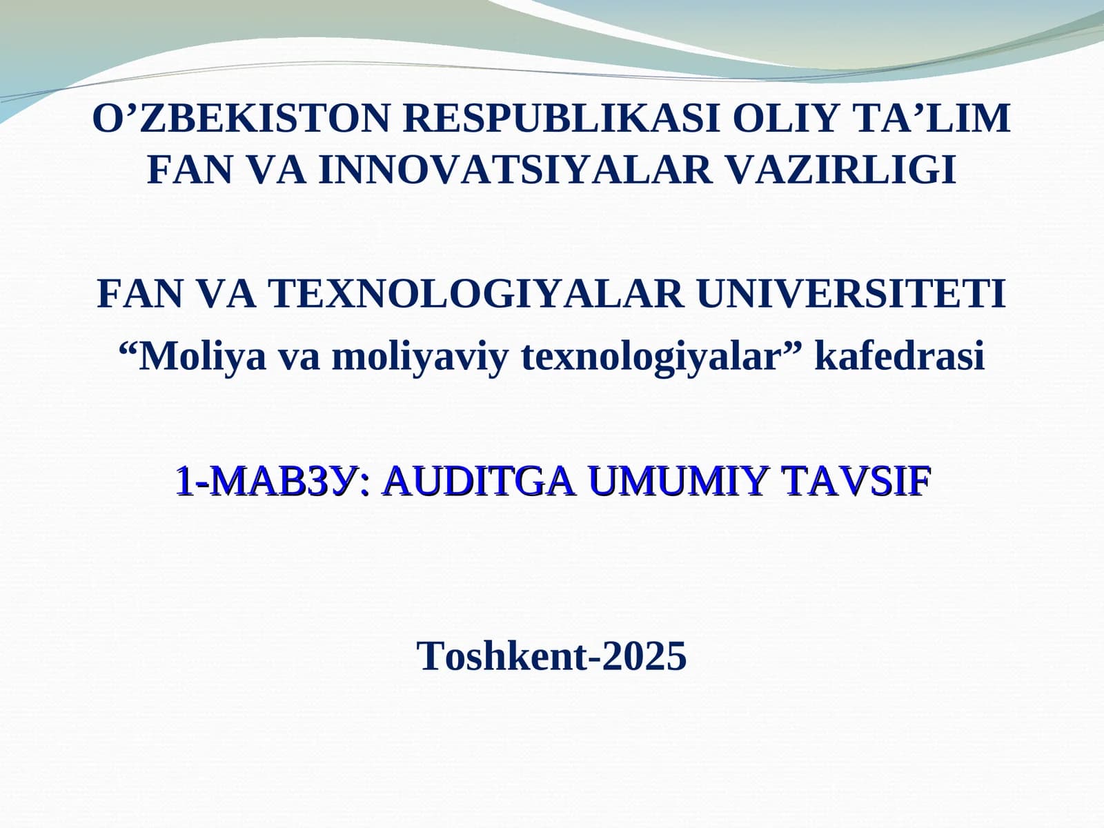 AUDITGA UMUMIY TAVSIF