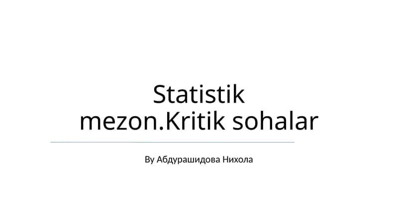 Statistik mezon.Kritik sohalar