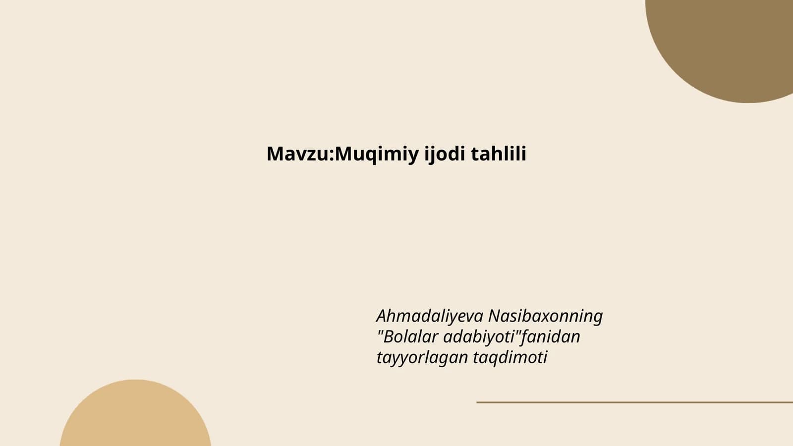 Muqimiy ijodi tahlili