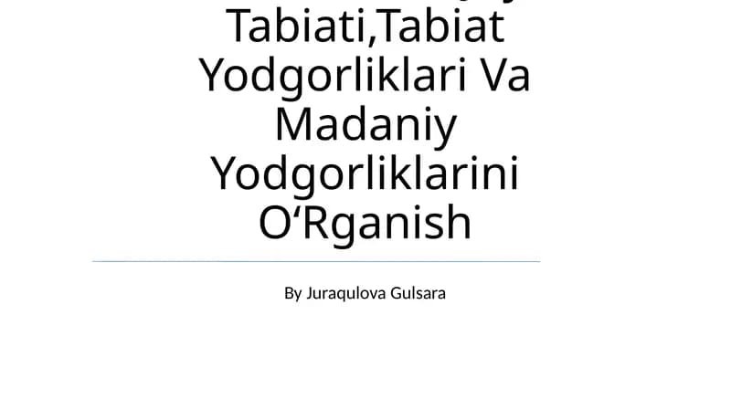 O'Z Yashash Joyi Tabiati