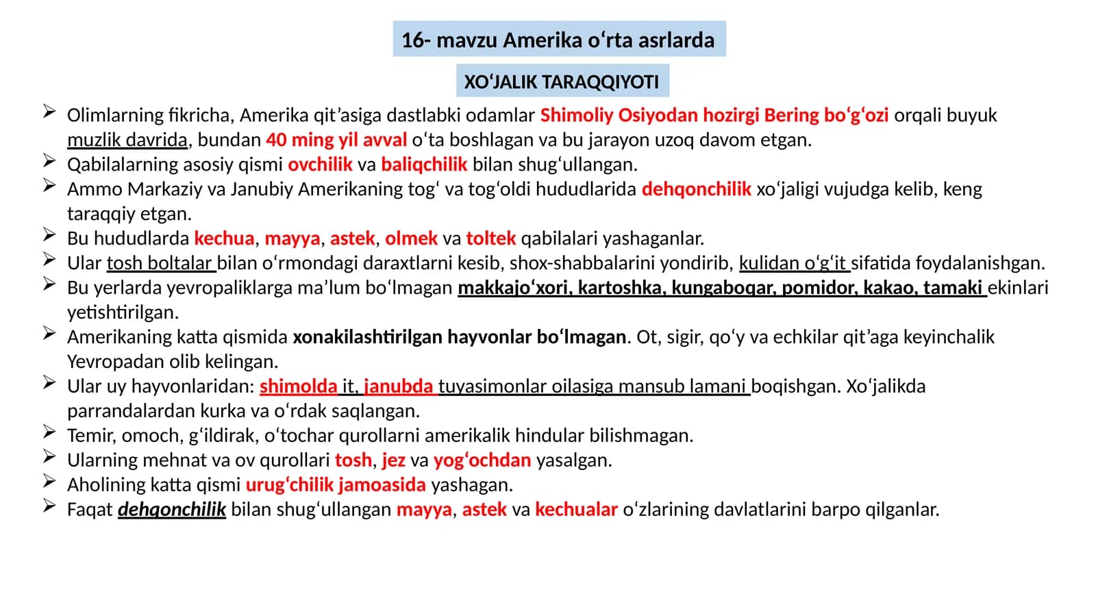 Amerika o‘rta asrlarda