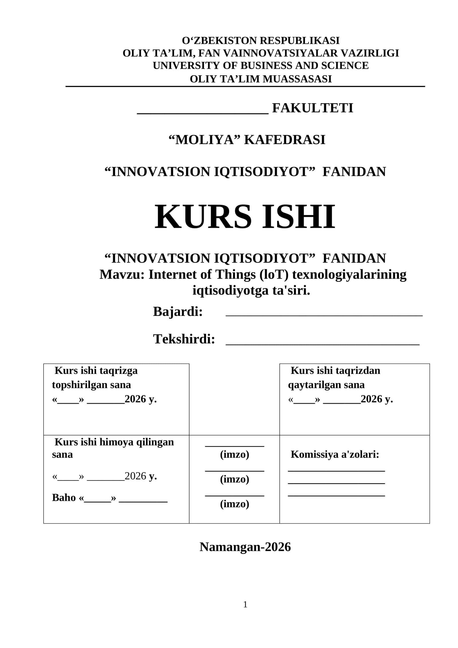 Internet of Things (IoT) texnologiyalarining iqtisodiyotga ta'siri