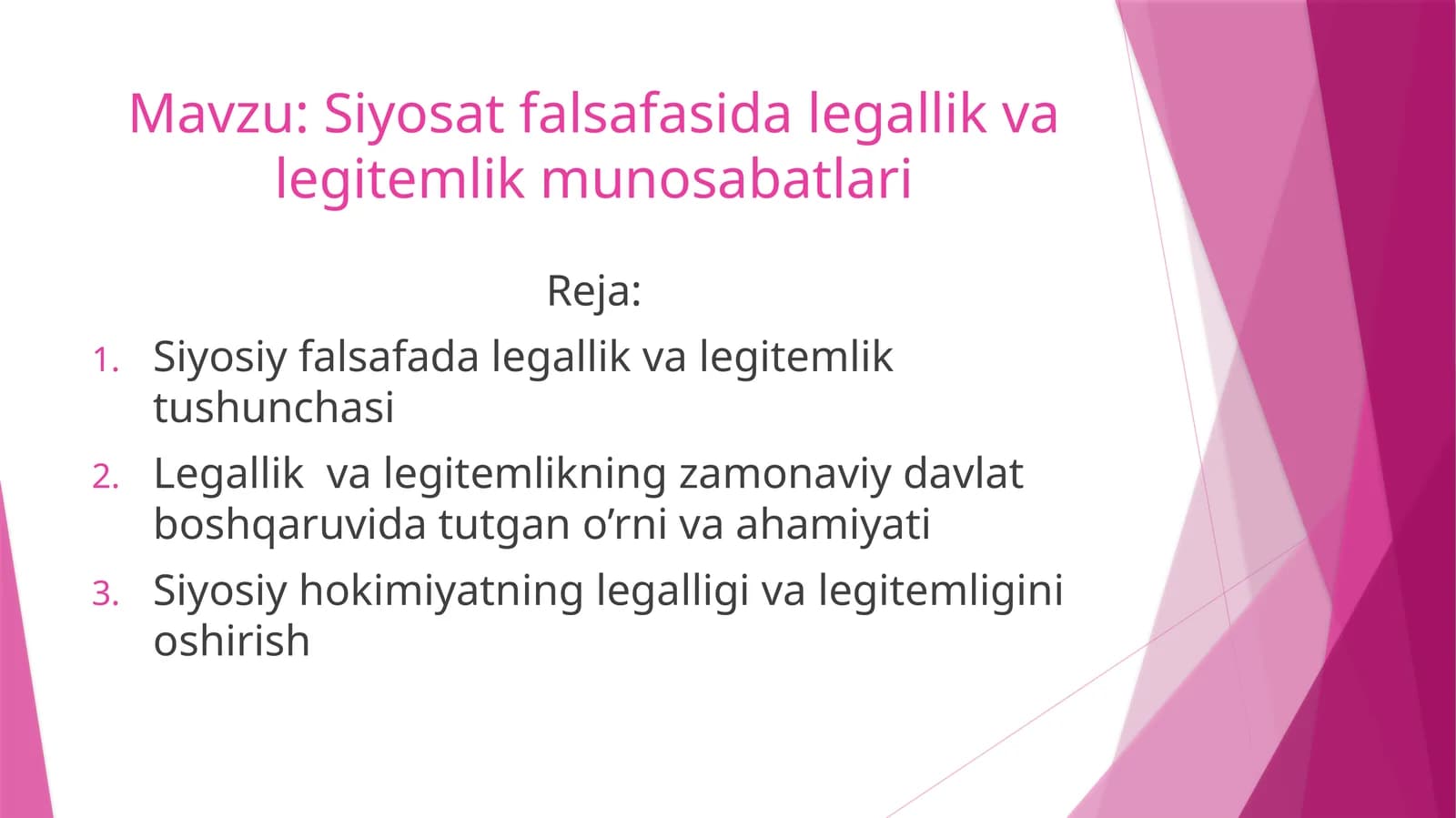 Siyosat falsafasida legallik va legitemlik munosabatlari