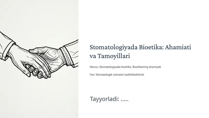 Stomatologiyada Bioetika: Ahamiati va Tamoyillari