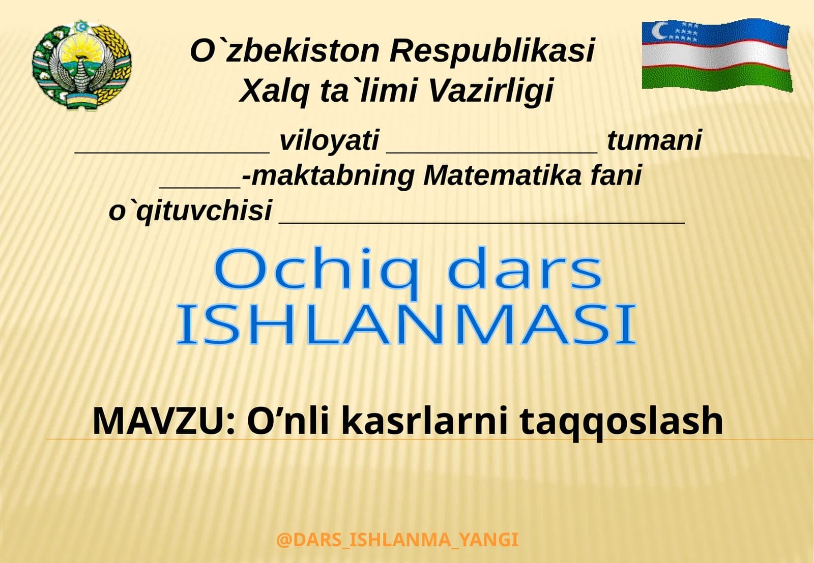 O’nli kasrlarni taqqoslash