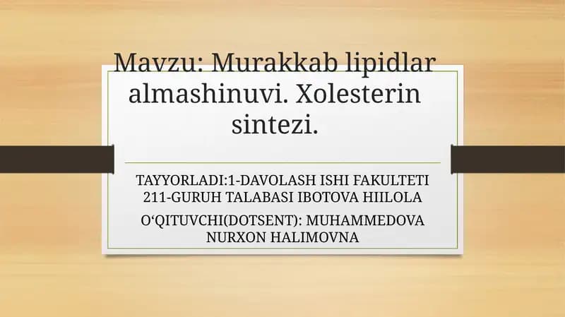Xolesterinsintezi