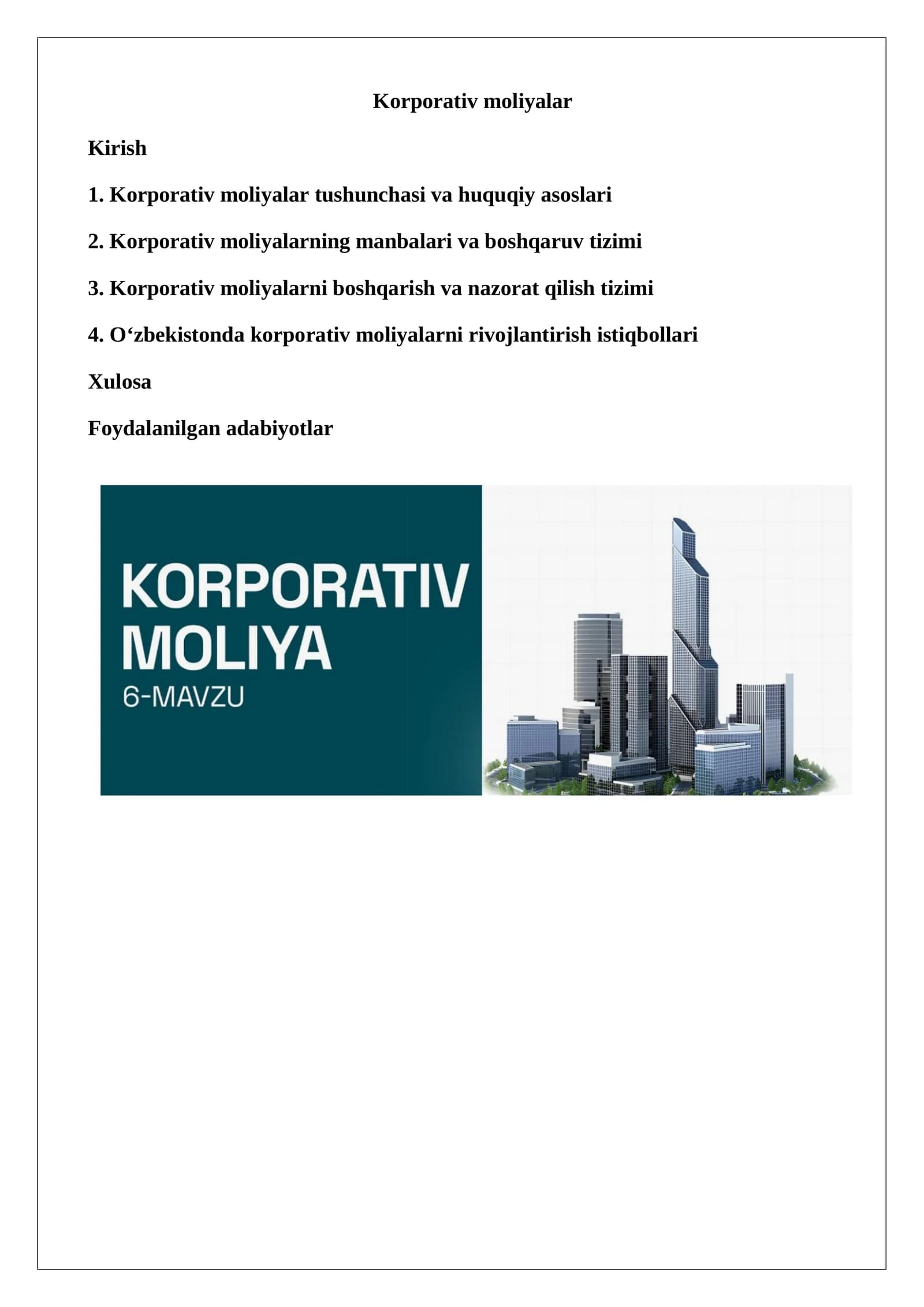 Korporativ moliyalar