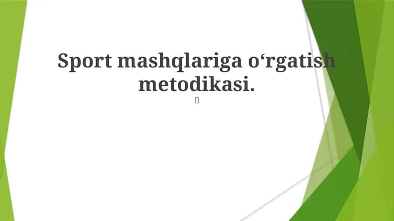 Sport mashqlariga oʻrgatish metodikasi