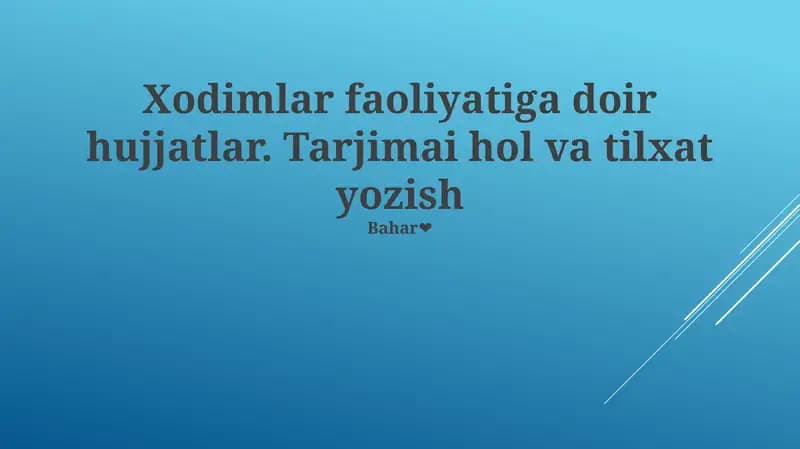 Xodimlar faoliyatiga doir hujjatlar