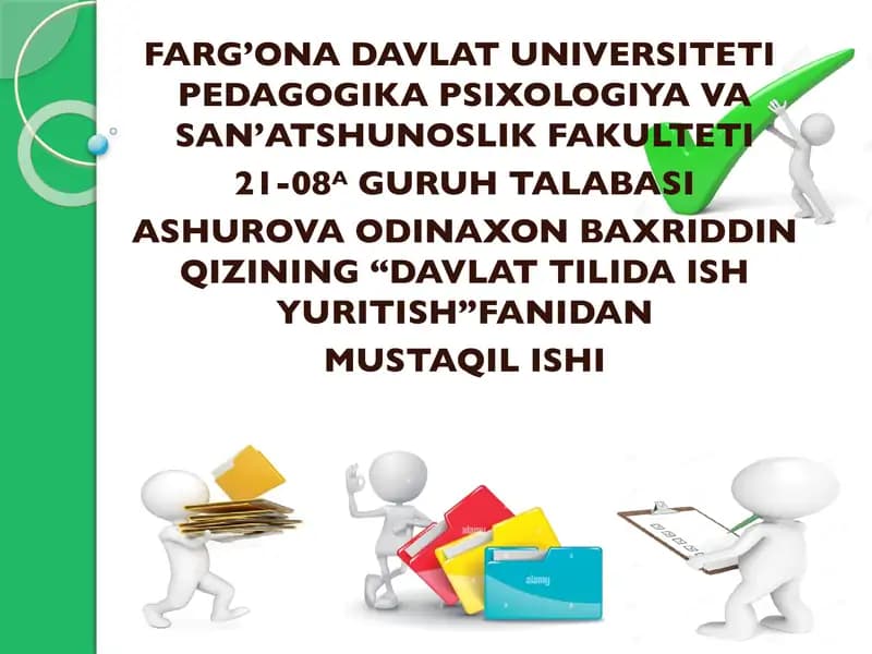 “DAVLAT TILIDA ISH YURITISH”