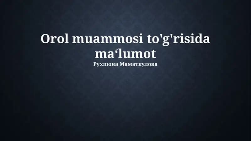 Orol muammosi