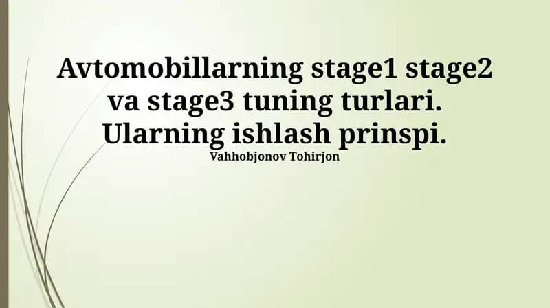 Avtomobillarning tuning turlari