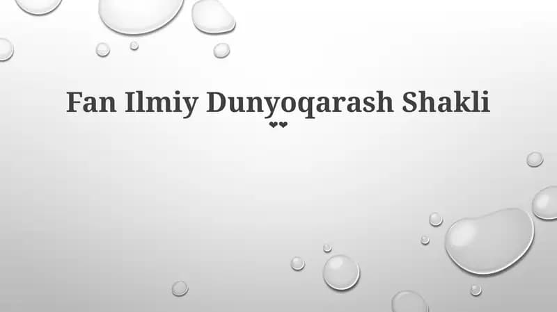Fan Ilmiy Dunyoqarash Shakli