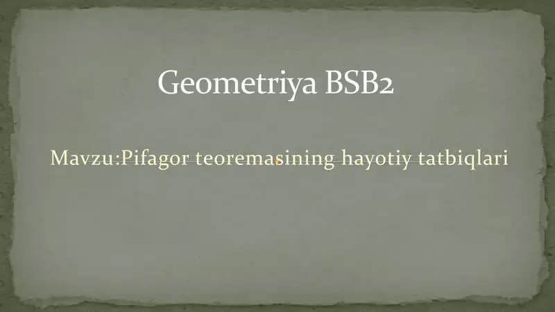 Pifagor Teoremasining Hayotiy Tatbiqlari