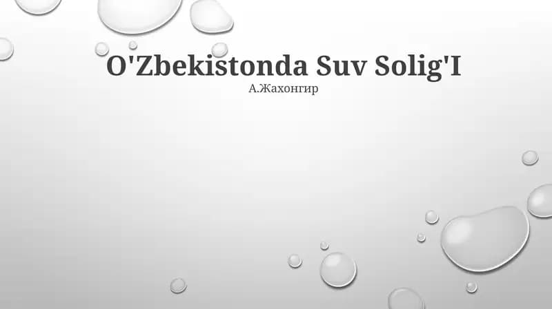 O'Zbekistonda Suv Solig'I