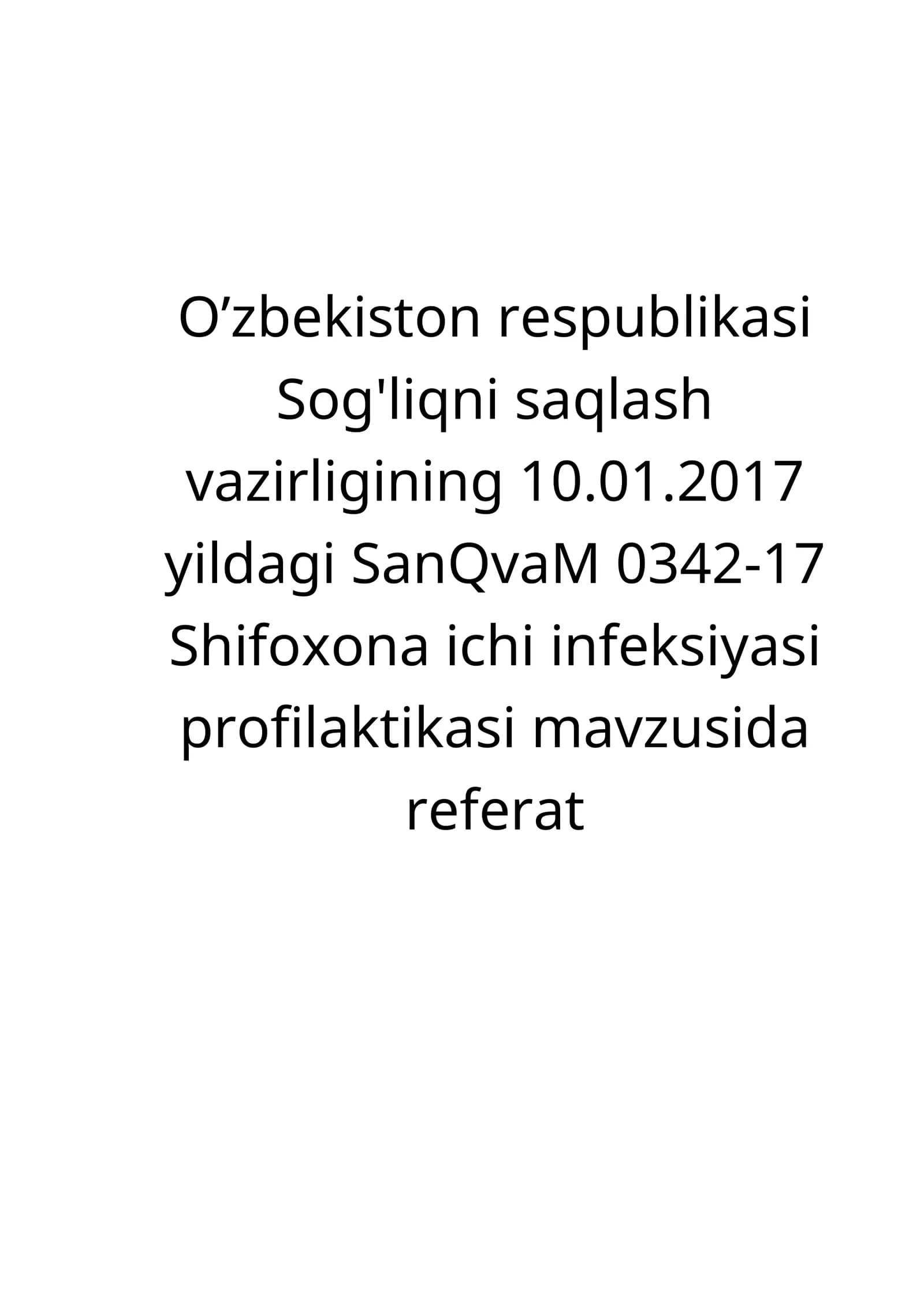Shifoxona ichi infeksiyasi profilaktikasi