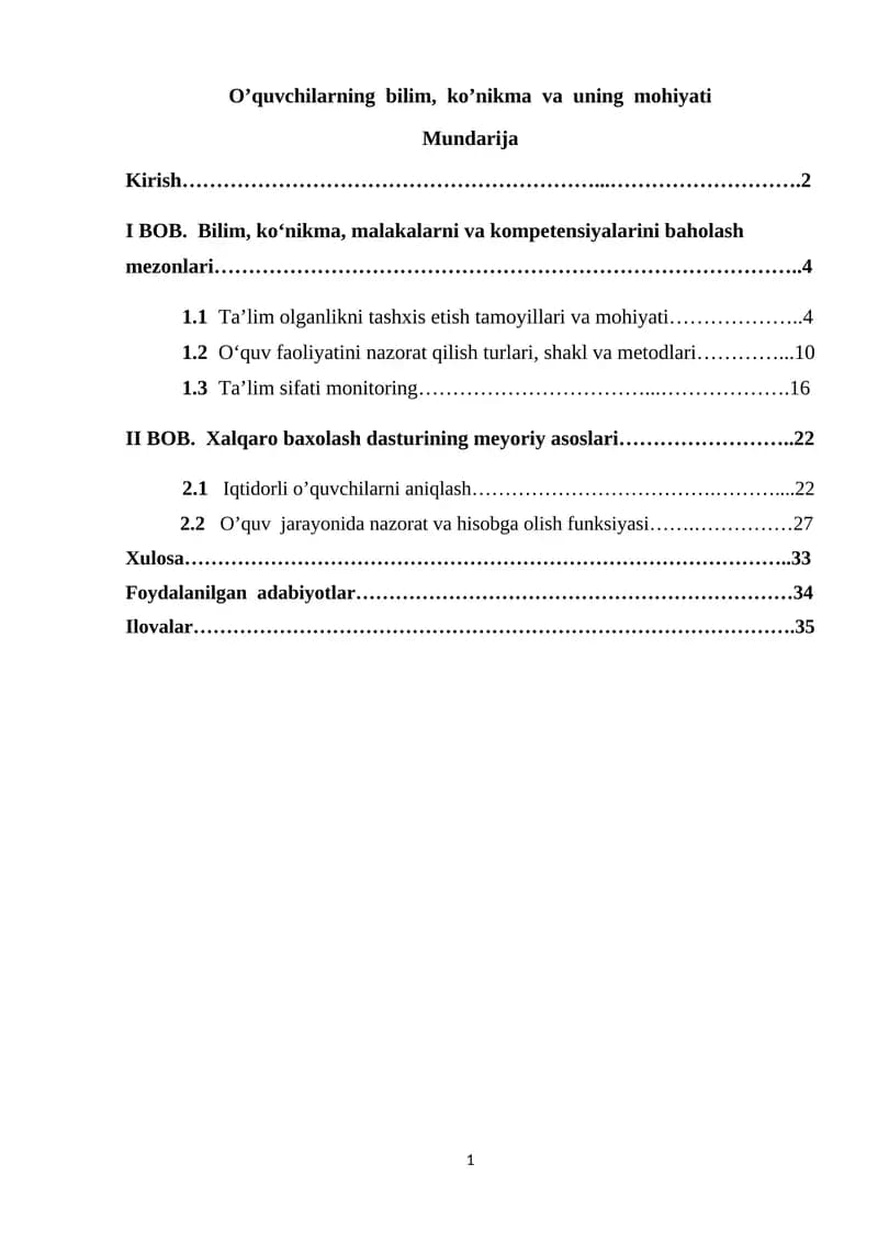 Ta’lim metodlari va nazorat turlari