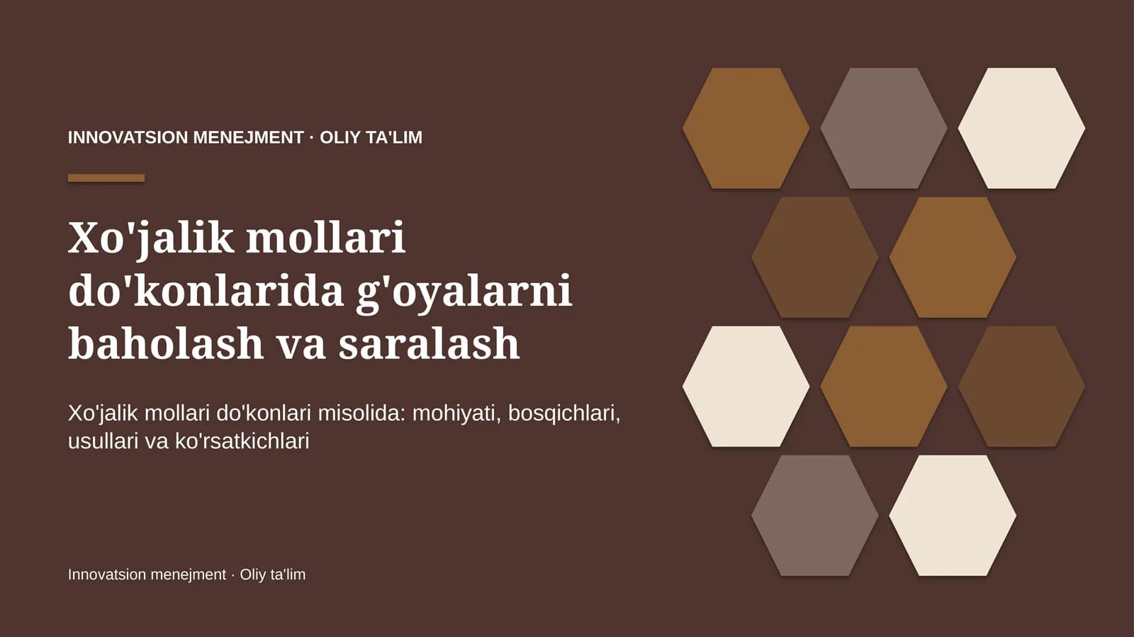 xo'jalik mollari do'konlarida g'oyalarni baholash va saralash 1891