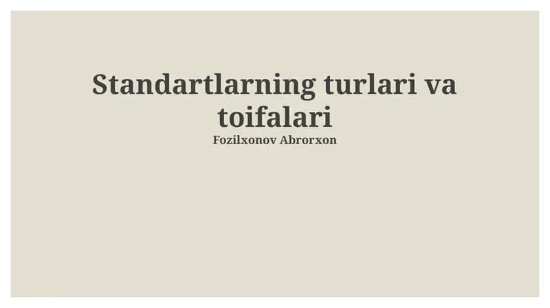 Standartlarning turlari va toifalari