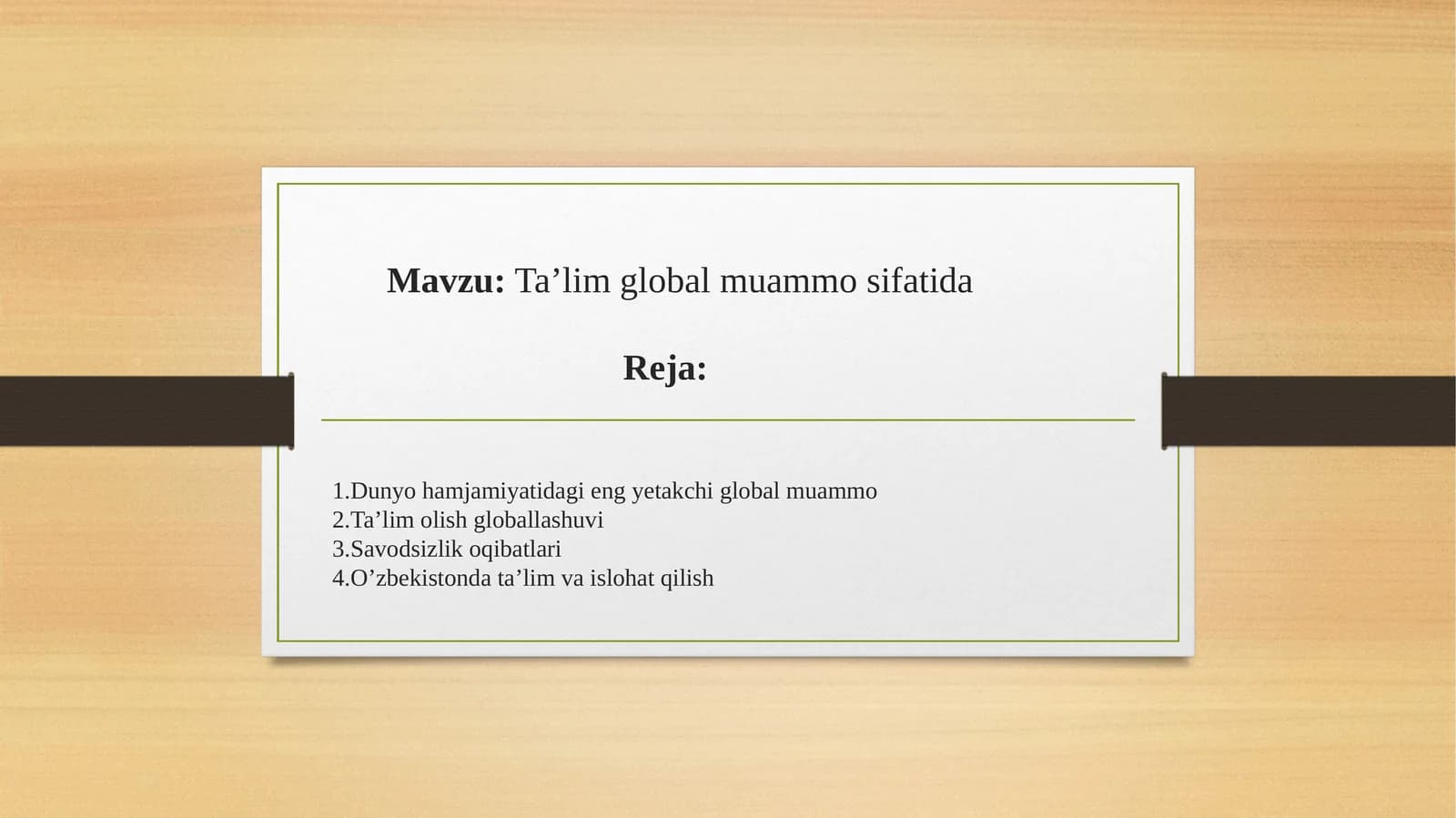 Ta’lim global muammo sifatida